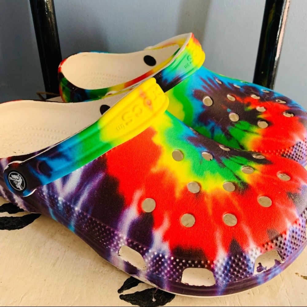 Tie dye crocs
